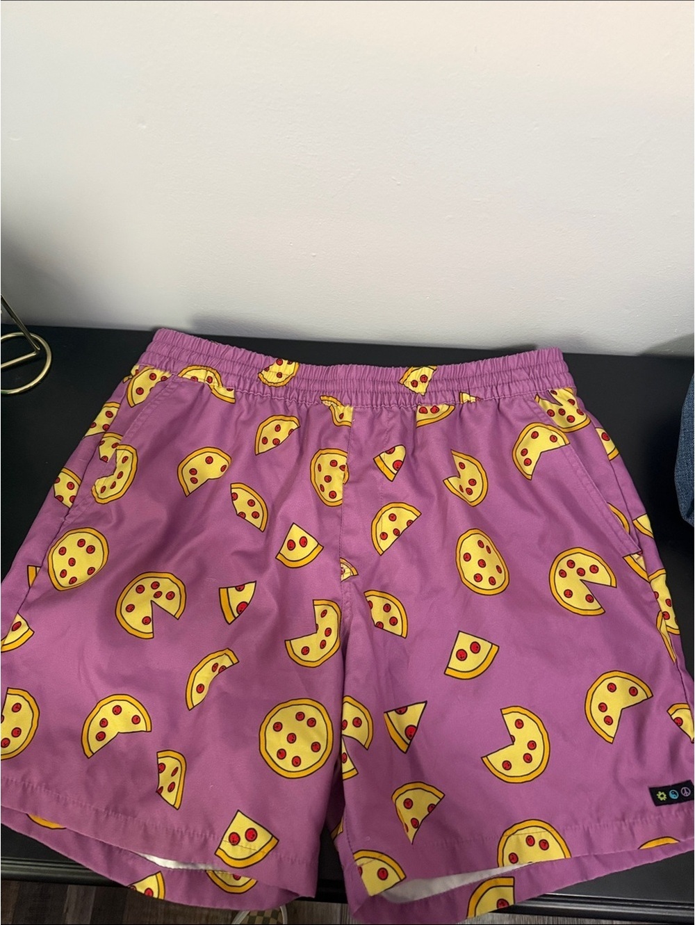 Men's Pink Pizza Print Swim Trunks